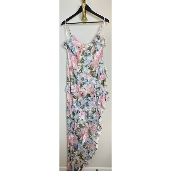 ELLIATT Wilhelmina Floral Print Ruffle Chiffon Maxi Dress in Pink Multi Size XL - Picture 4 of 11